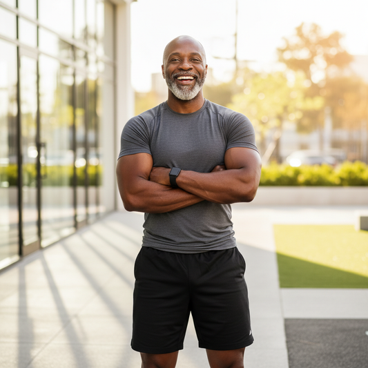 Fit Black Man with Salt and Pepper Beard